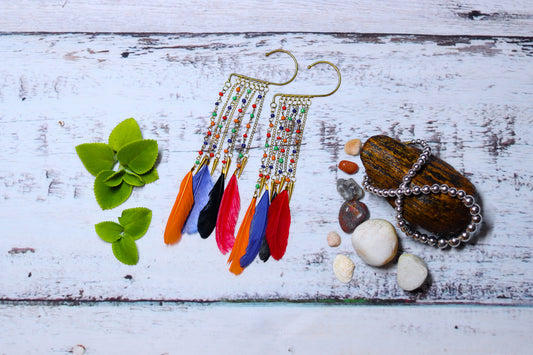 Multicolor Feather Ear Cuffs-TJS