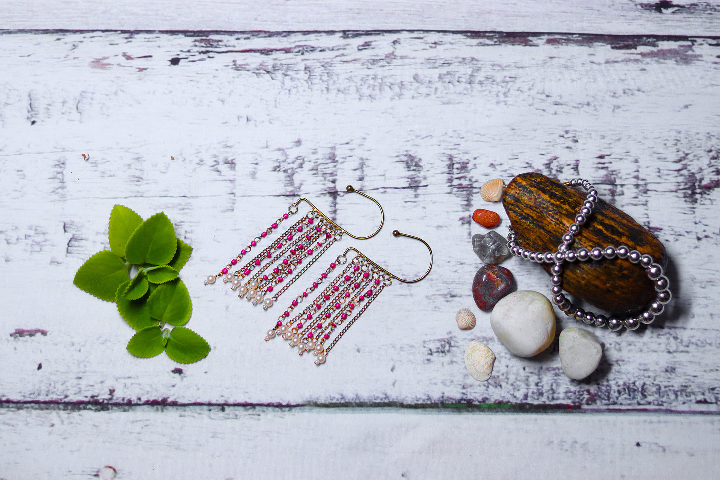 Pink White Pearl Ear Cuffs-TJS