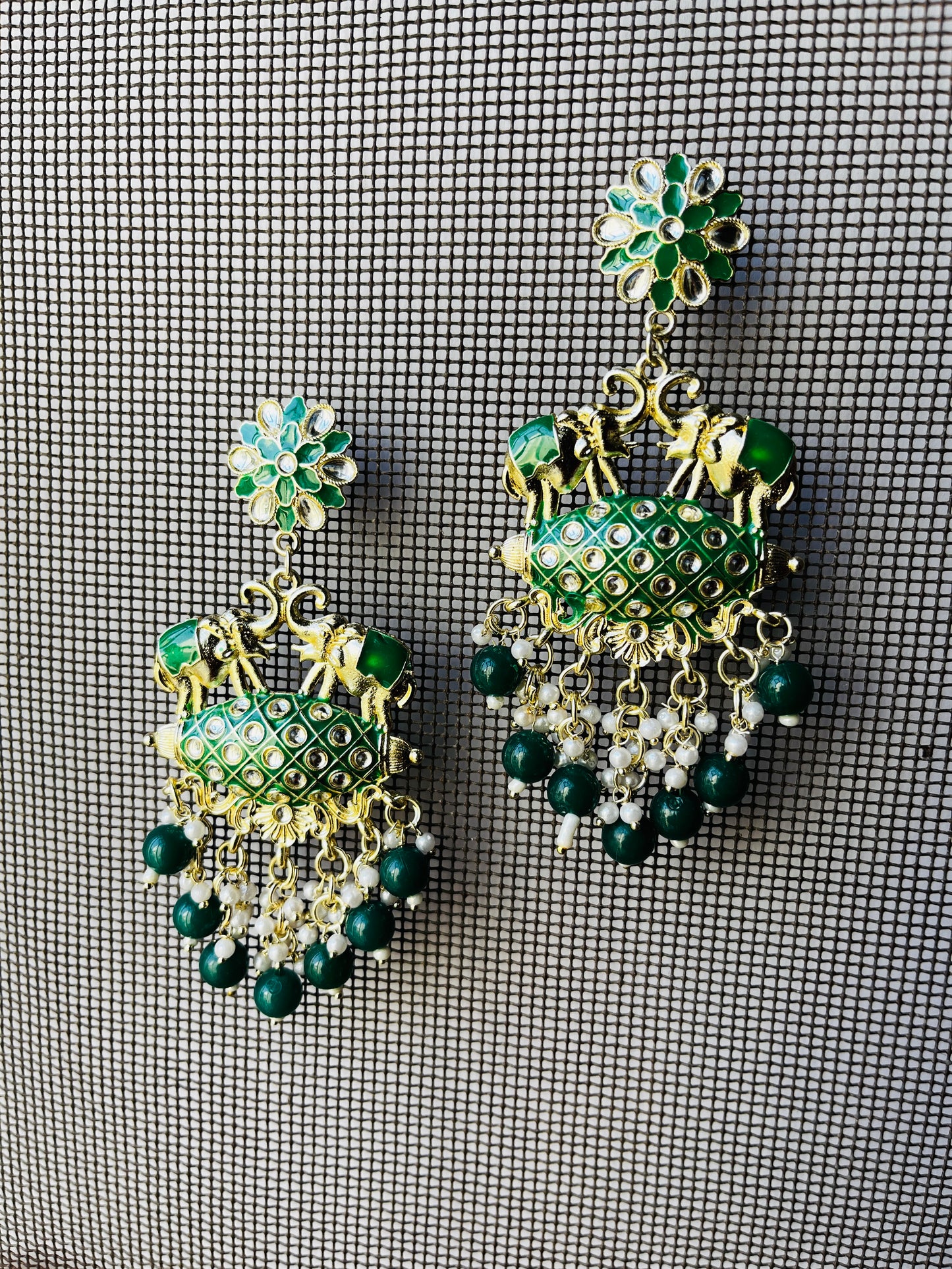 Elephant Danglers(Green)-TJS