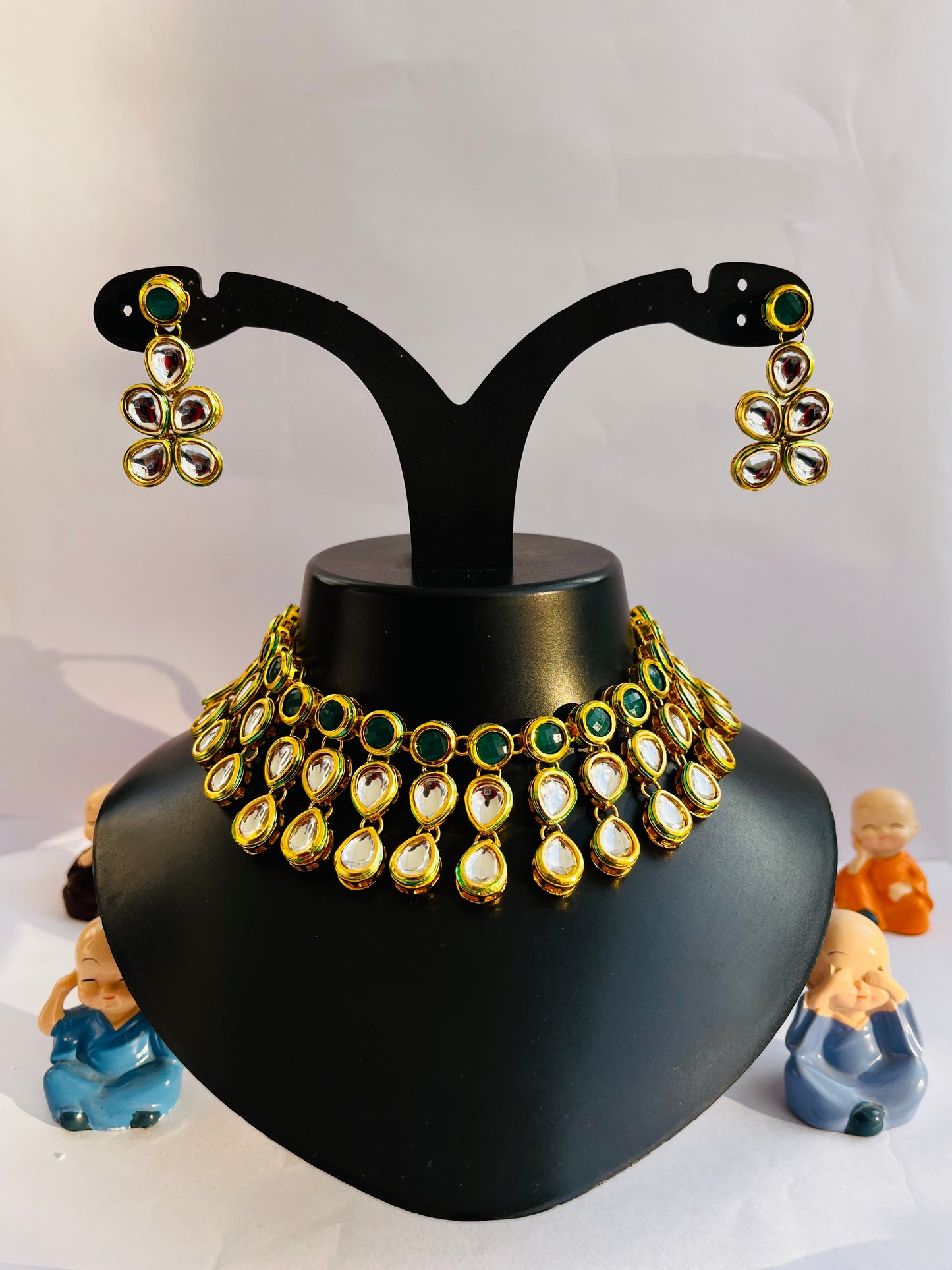 Teardrop Kundan Necklace-TJS