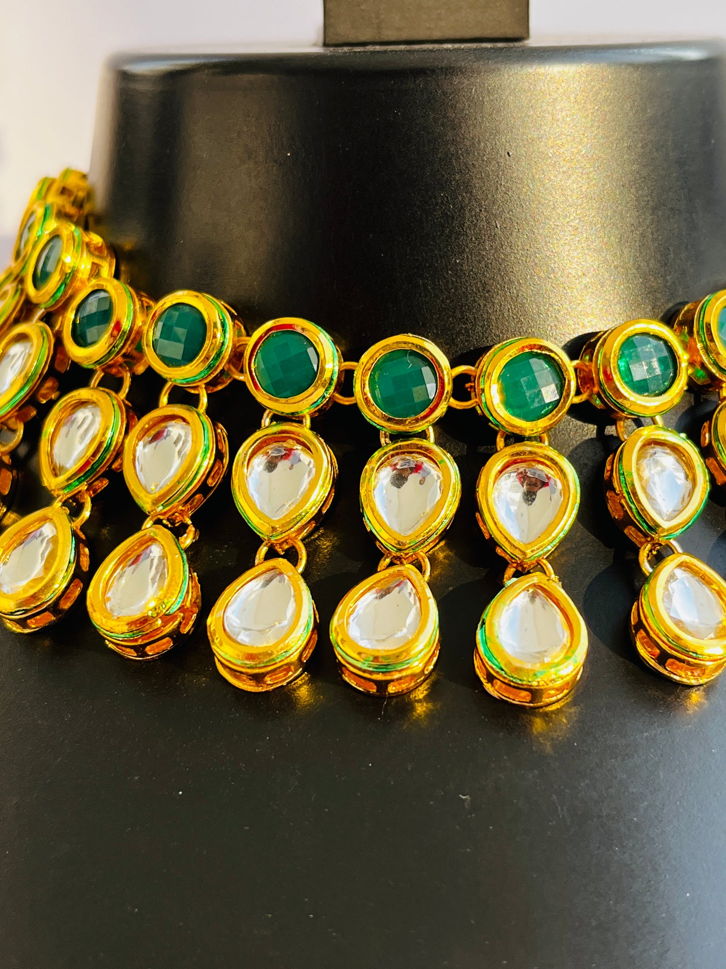 Teardrop Kundan Necklace-TJS