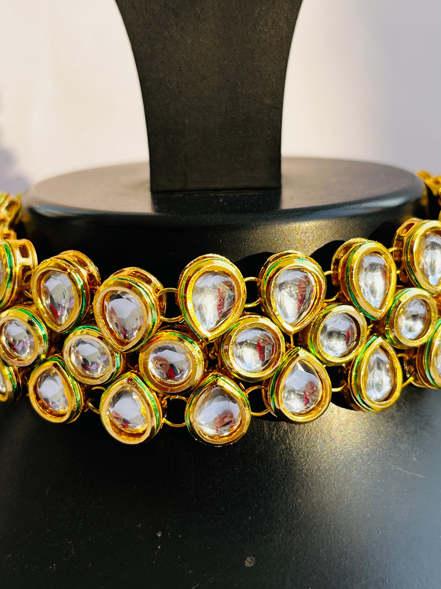 Three Layer Kundan Necklace-TJS